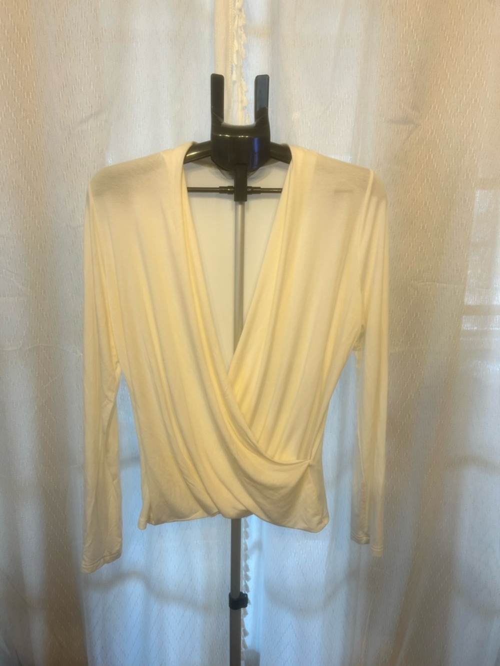 Banana Republic Ivory Wrap-Style Long Sleeve Top